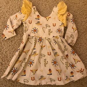 Monica and Andy white yellow western cowgirl dress 12-18 months